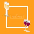 Let Have a Party Poster with Square Frame and Wine Royalty Free Stock Photo