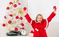 Let kid decorate christmas tree. Favorite part decorating. Getting child involved decorating. How to decorate christmas Royalty Free Stock Photo