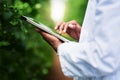 Let me do some quick research. an unrecognizable botanist using a digital tablet while working outdoors in nature. Royalty Free Stock Photo