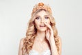 Let me tell you a secret. Beautiful young blonde woman in crystal crown princess queen bride trying to tell a secret to shout at Royalty Free Stock Photo