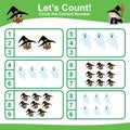 Printable halloween theme let\'s counting and circle the correct number