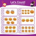 Printable halloween theme let\'s counting and circle the correct number