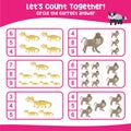 Letâs counting the mandrills and lizards together and circle the number on the worksheet. Royalty Free Stock Photo