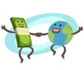 Let`s dance! Money Character and Planet Earth Character dancing. Financial and commercial component of tourism