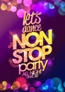 Let`s dance non stop party all night vector poster design with chic golden crystals glare headline Royalty Free Stock Photo