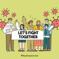 Let`s Fight Corona Covid-19 Pandemic Together Campaign Vector Illustration