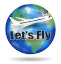 Let`s fly with aeroplane fly travel around the world Royalty Free Stock Photo