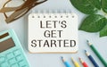 LETS GET STARTED text concept write ound Royalty Free Stock Photo