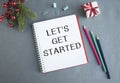 Let`s get started word on white ring binder Royalty Free Stock Photo