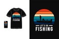 Let\'s go fishing t shirt merchandise silhouette mockup typography Royalty Free Stock Photo