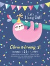 Let`s hang out! Kids birthday party invitation card