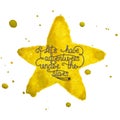 Let's have adventures under the stars on hand made watercolor yellow star with splashes