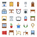 Home Interior and Decorations Flat Icons Pack