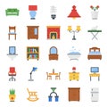 Home Interior Flat Icons Pack
