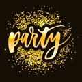 Let`s Party Lettering Calligraphy Text Phrase Gold Royalty Free Stock Photo