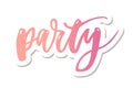 Let`s Party Lettering Calligraphy Text Phrase Sticker Royalty Free Stock Photo