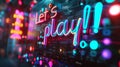 Let's Play Colorful Neon Lettering Cyberpunk Style