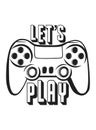 Let`s play. Vector illustration of a game console. Image of a gamepad on the white background for lovers of video games. Gamer