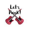 Let`s rock poster with crossed red guitars Royalty Free Stock Photo