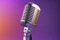 Let's sing Stylish retro microphone on a colored background Royalty Free Stock Photo