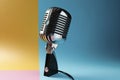 Let's sing Stylish retro microphone on a colored background Royalty Free Stock Photo