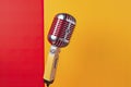 Let's sing Stylish retro microphone on a colored background Royalty Free Stock Photo