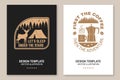 Let s sleep under the stars. Summer camp. Vector Flyer, brochure, banner, poster design with deer, coffee, camper tent