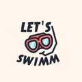 Let`s swimm logo illustration. summer vibes Royalty Free Stock Photo