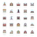 Memorial Landmarks Flat Vectors