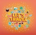 Let`s Travel - Doodle Elements. Vector Illustration Royalty Free Stock Photo