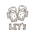 Beer doodle hand drawn illustration