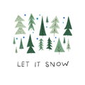 Let snow christmas tree winter season postcard Royalty Free Stock Photo