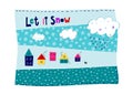 Let it snow flakes fall winter season postcard