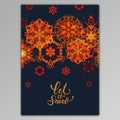 Let it snow. Greeting card with hand paint watercolor snowflakes. Royalty Free Stock Photo