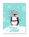 Let it Snow Greeting Christmas Card with Penguin