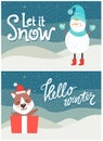 Let it Snow Hello Winter Bright Snowy Postcard