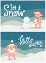 Let It Snow, Hello Winter Cards with Greetings