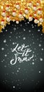 Let it snow lettering. New Year background with fir branches and snowflakes