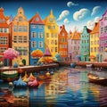 Whimsical Fairytale-like Copenhagen Canal Scene Royalty Free Stock Photo