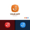 Leter J simple line logo app design inspiration template vector with fold style creative symbol