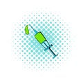 Lethal injection syringe icon, comics style