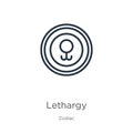 Lethargy icon. Thin linear lethargy outline icon isolated on white background from zodiac collection. Line vector sign, symbol for