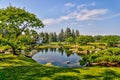 Lethbridge, Alberta - July 5, 2021: Scenery in the Nikka Yuko Japanese Gardens in Lethbridge