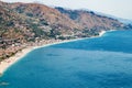 Letojanni resort town of coast of Ionian Sea Royalty Free Stock Photo