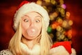 lets celebrate. cheerful girl chew gum. xmas holiday mood. having fun. celebrate new year at home. last preparation Royalty Free Stock Photo