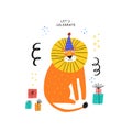 Lets celebrate flat vector greeting card template