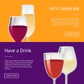 Lets Celebrate have Drink Set of Posters with Text Royalty Free Stock Photo