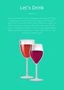 Lets Drink Glass of Wine Poster Two Wineglasses