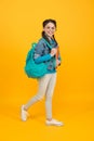 Lets get back to class. Happy child on September 1. Little girl back to school on September 1. Knowledge day. Start of Royalty Free Stock Photo