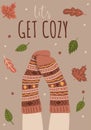 Lets get cozy card or poster with warm socks